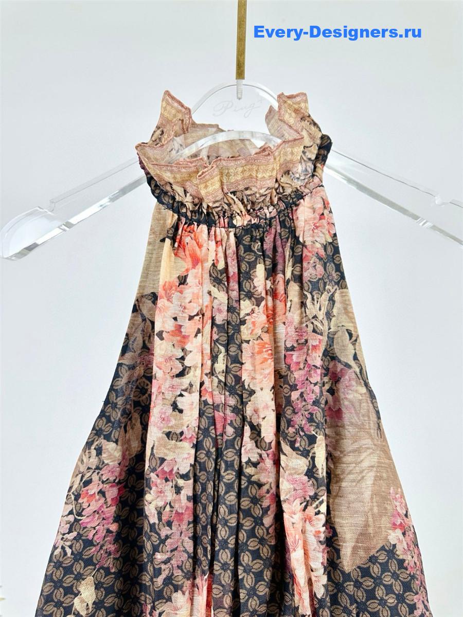 Zimm Black Floral Halter Mini Dress