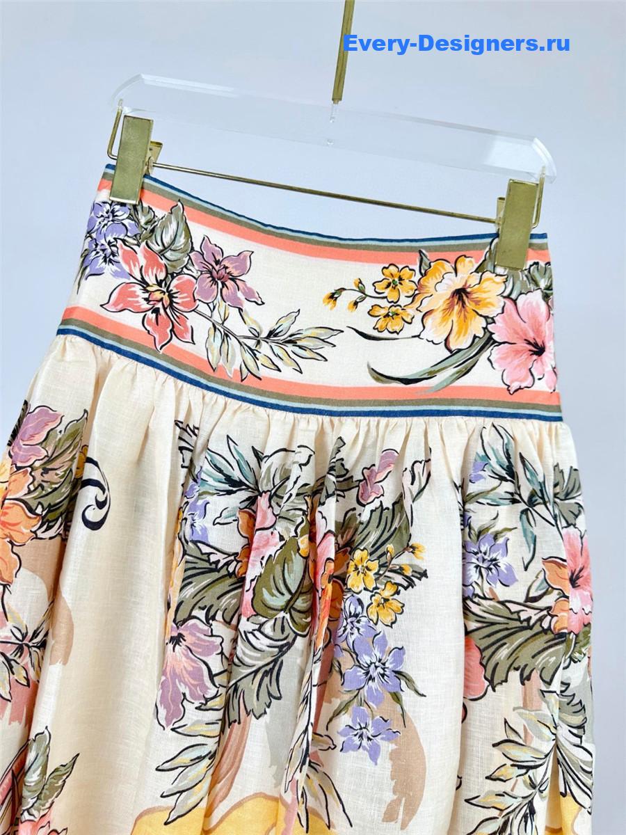 Zimm Printed Linen Maxi Skirt