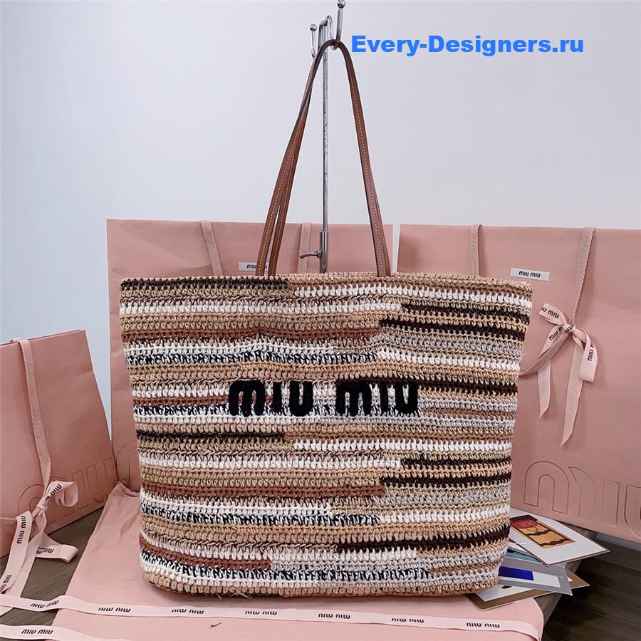 Miu Miu Crochet Tote Bag In Natural