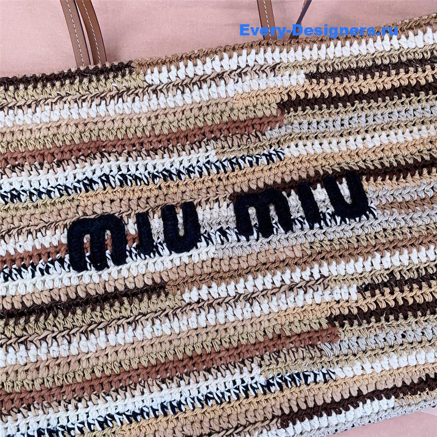 Miu Miu Crochet Tote Bag In Natural