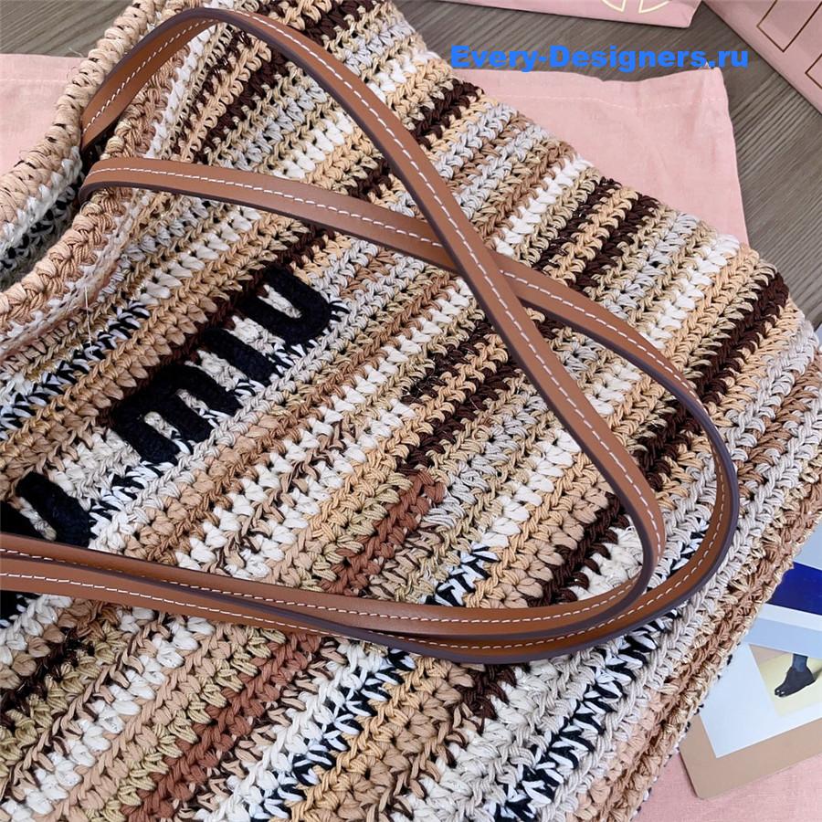 Miu Miu Crochet Tote Bag In Natural