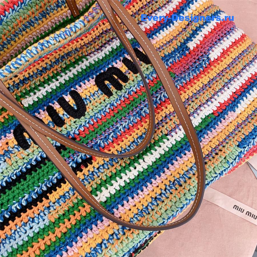 Miu Miu Multicolor Crochet Leather Tote