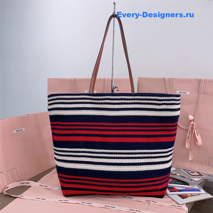 Miu Miu Red Striped Crochet Tote