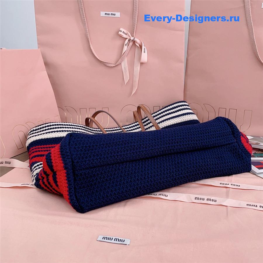 Miu Miu Red Striped Crochet Tote