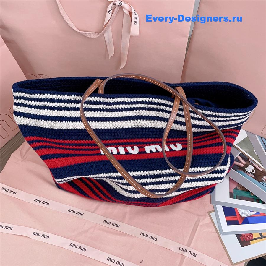 Miu Miu Red Striped Crochet Tote