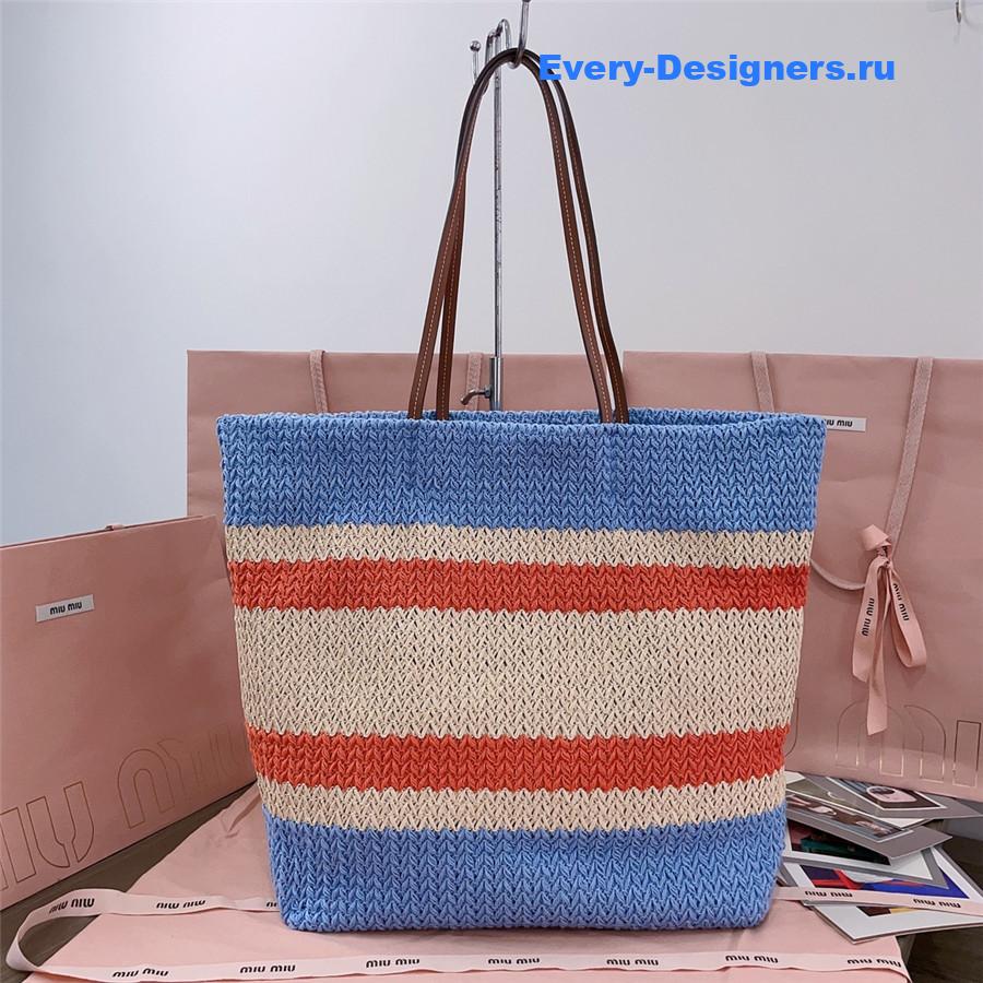 Miu Miu Tessuto Striped Crochet Tote