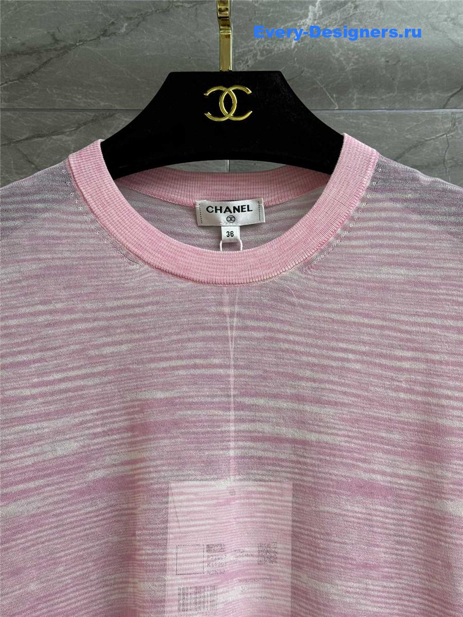 Ch**el pink transparent knit top