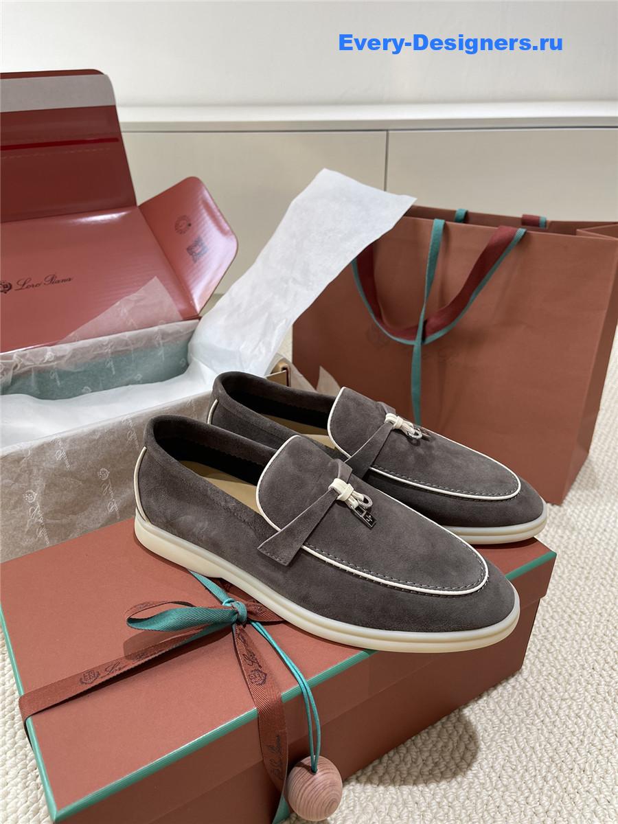 L0r0 P1ana dark grey suede loafers