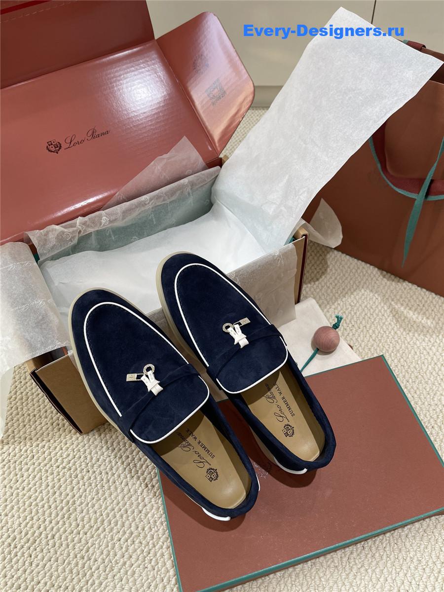 L0r0 P1ana dark blue suede loafers