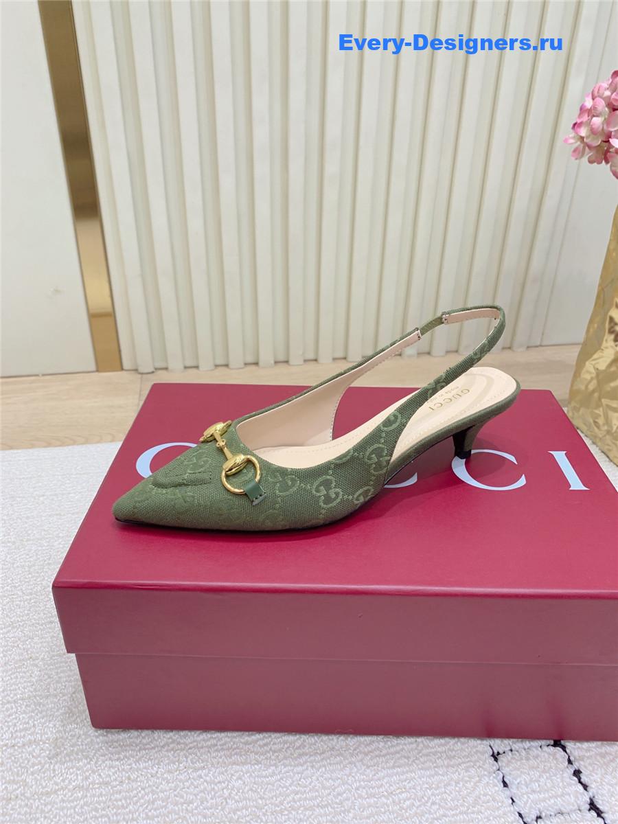 Gvc*1 green gg canvas slingback pump