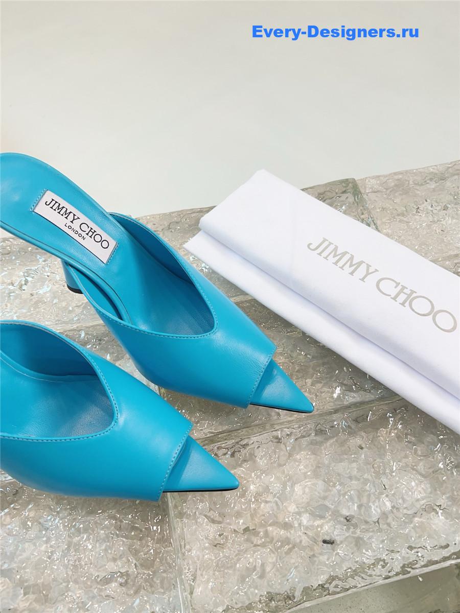 J1m*y Ch00 maryanne 100mm peep-toe mules in peacock