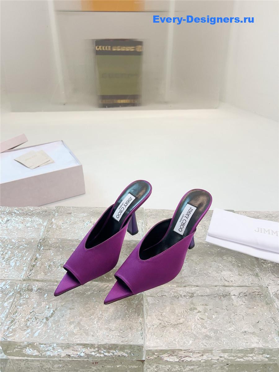 J1m*y Ch00 maryanne 100mm peep-toe mules in purple