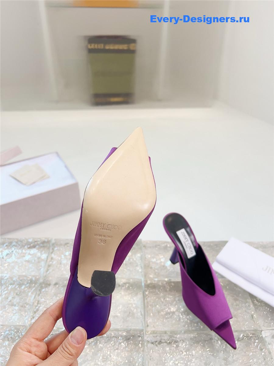 J1m*y Ch00 maryanne 100mm peep-toe mules in purple
