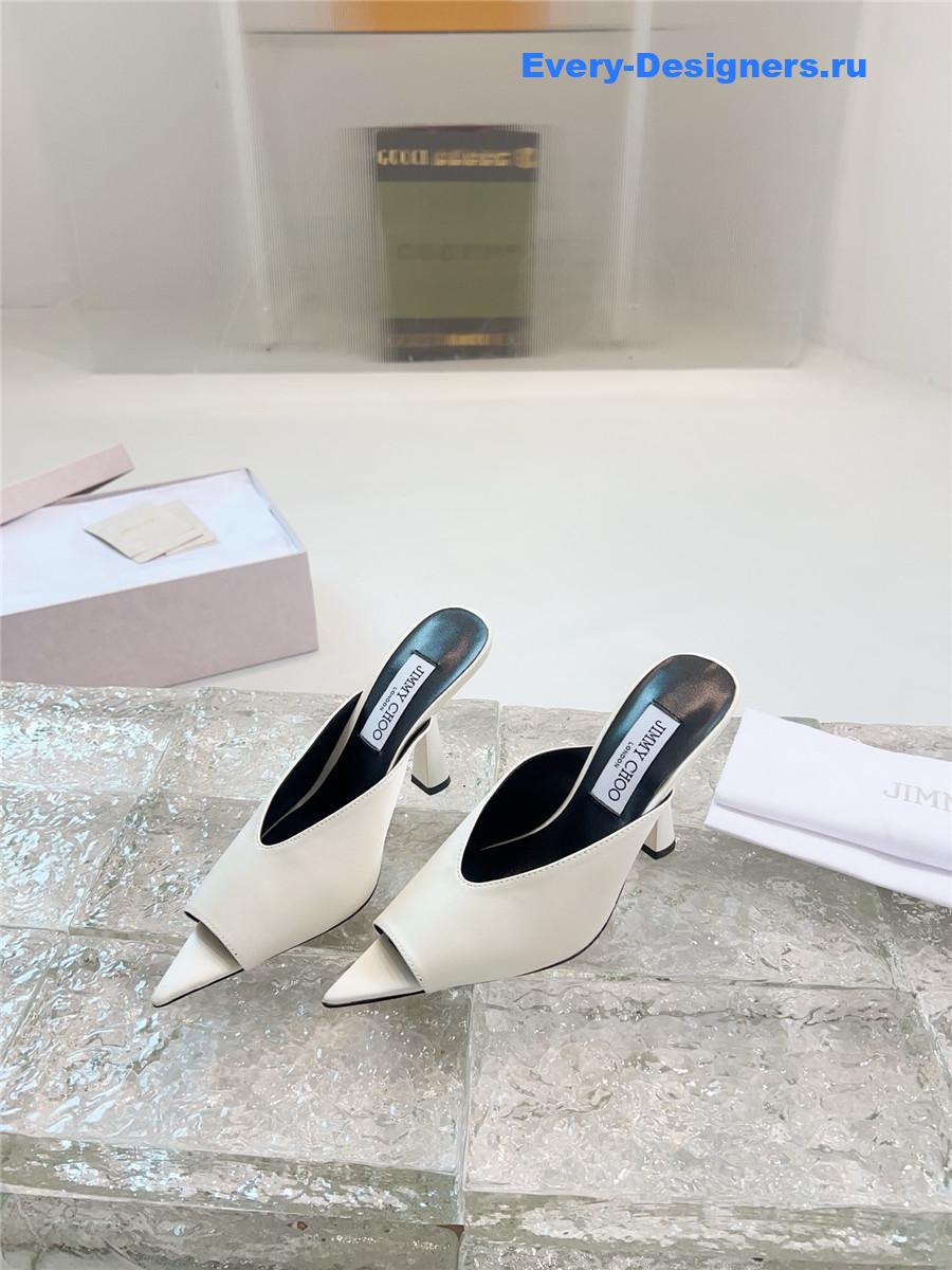 J1m*y Ch00 maryanne 100mm white peep-toe mules