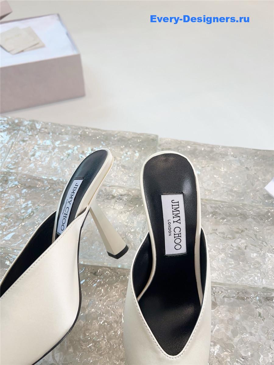 J1m*y Ch00 maryanne 100mm white peep-toe mules