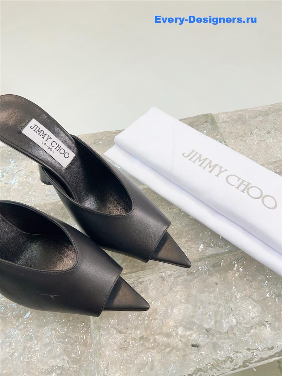 J1m*y Ch00 maryanne 100mm black peep-toe mules