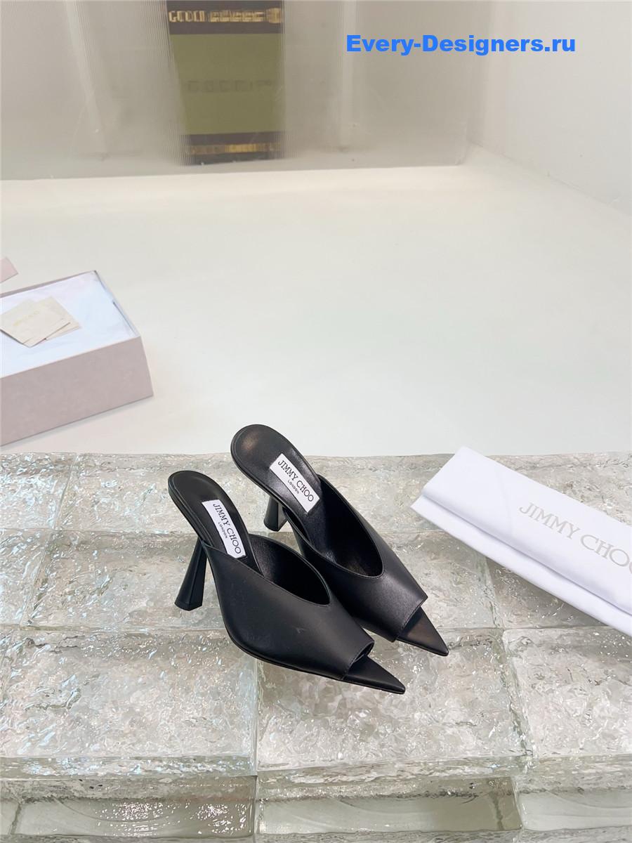 J1m*y Ch00 maryanne 100mm black peep-toe mules