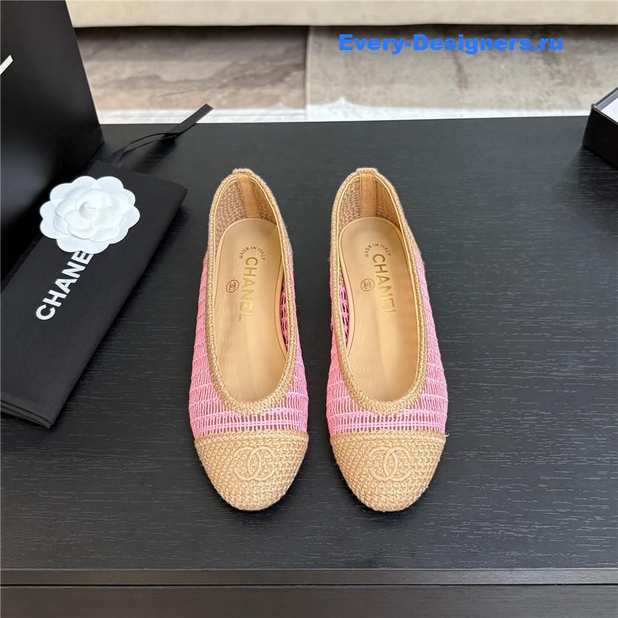 Ch**el pink raffia ballet flats