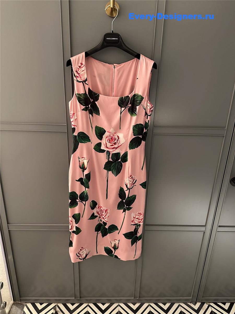 Dolce & Gabbana Floral Roses Print Midi Dress