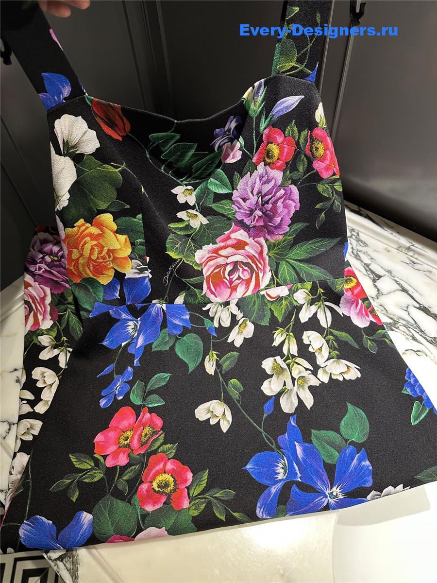 Dolce & Gabbana Black Rose Bustier Dress