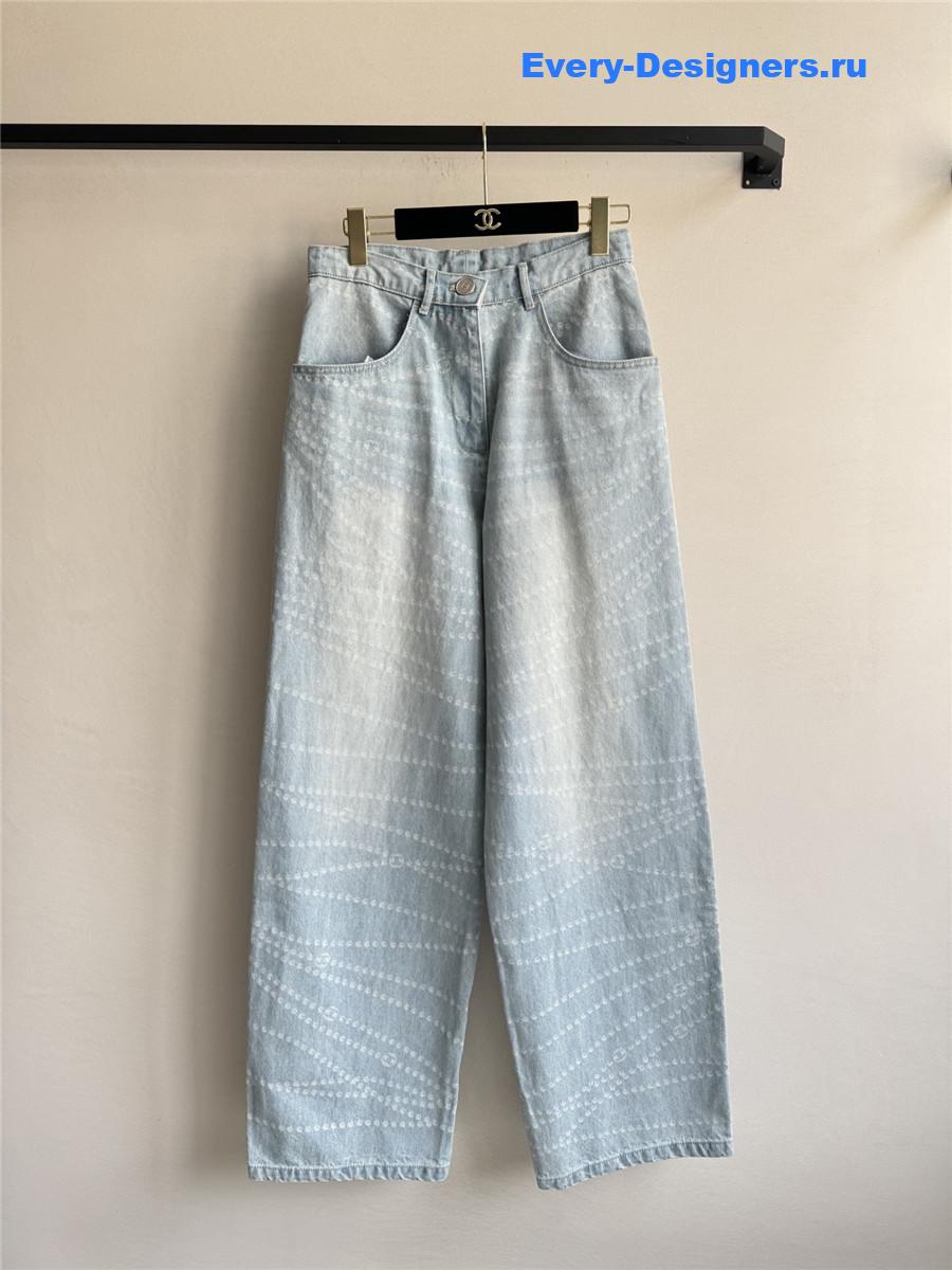 Ch**el light blue wide-leg jeans