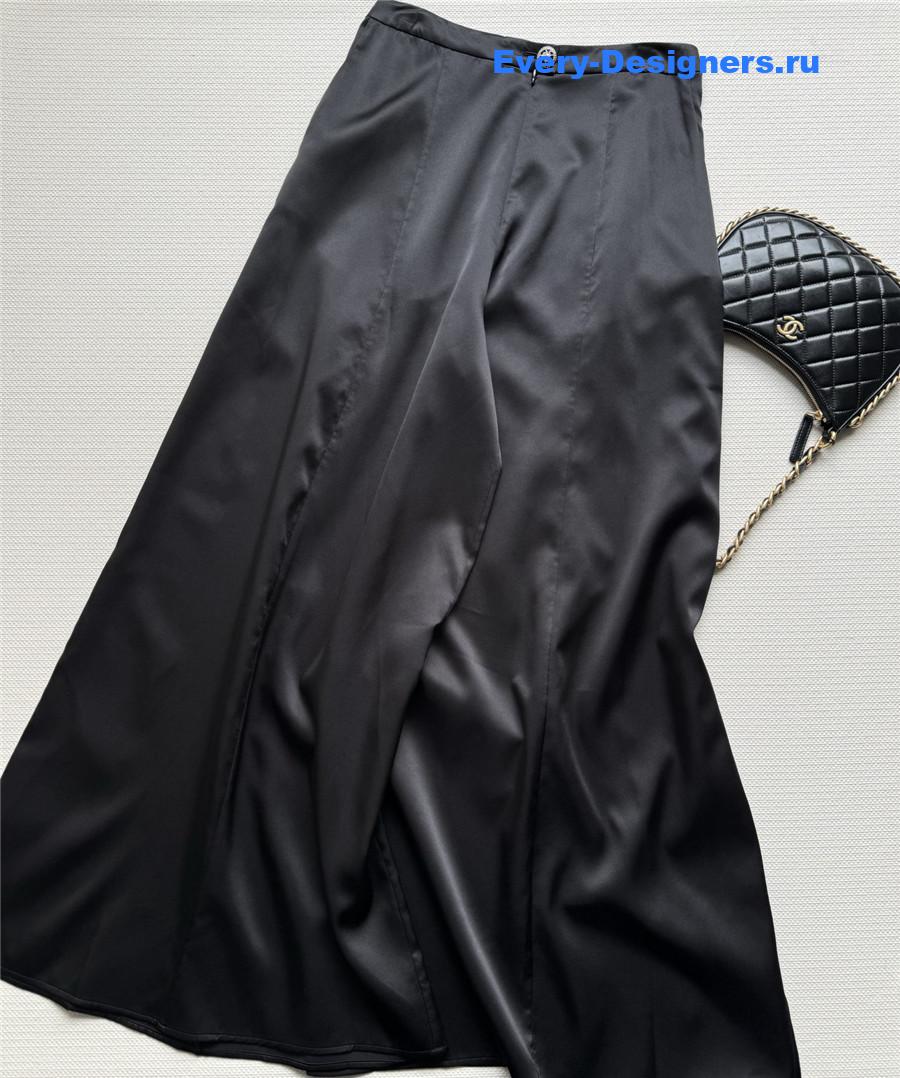 Ch**el black silk wide-leg pants