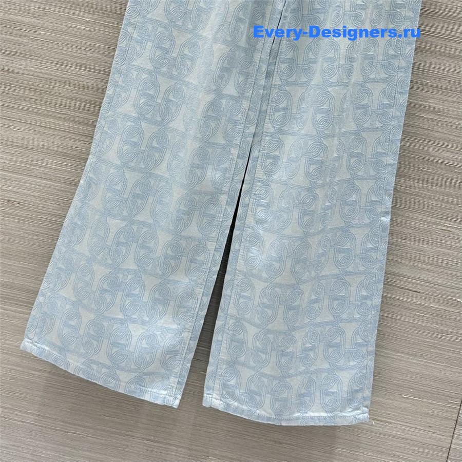 H**me5 light blue jacquard denim pants