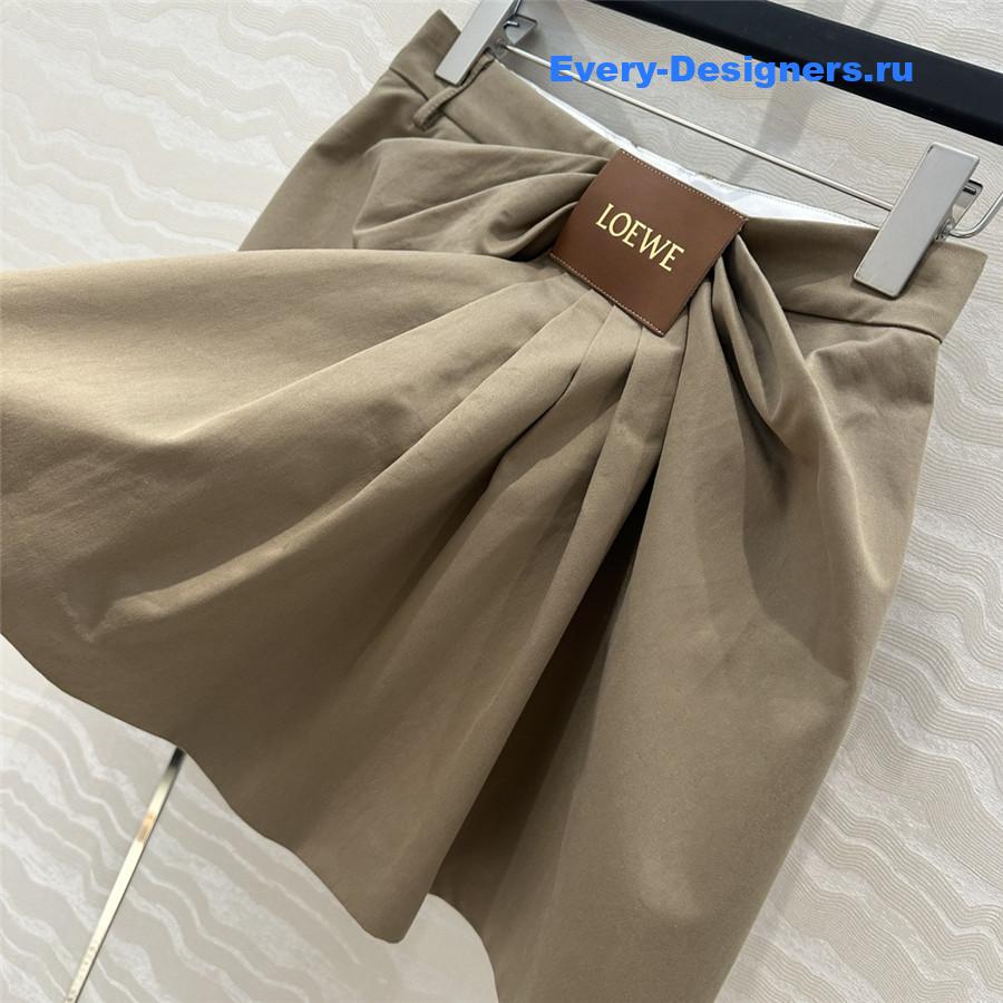 L0ew* brown cotton-silk draped skirt