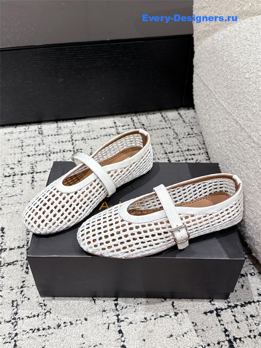 Alaïa White Mesh Ballet Flats