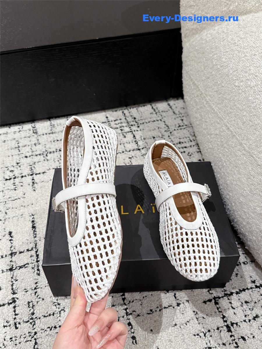 Alaïa White Mesh Ballet Flats