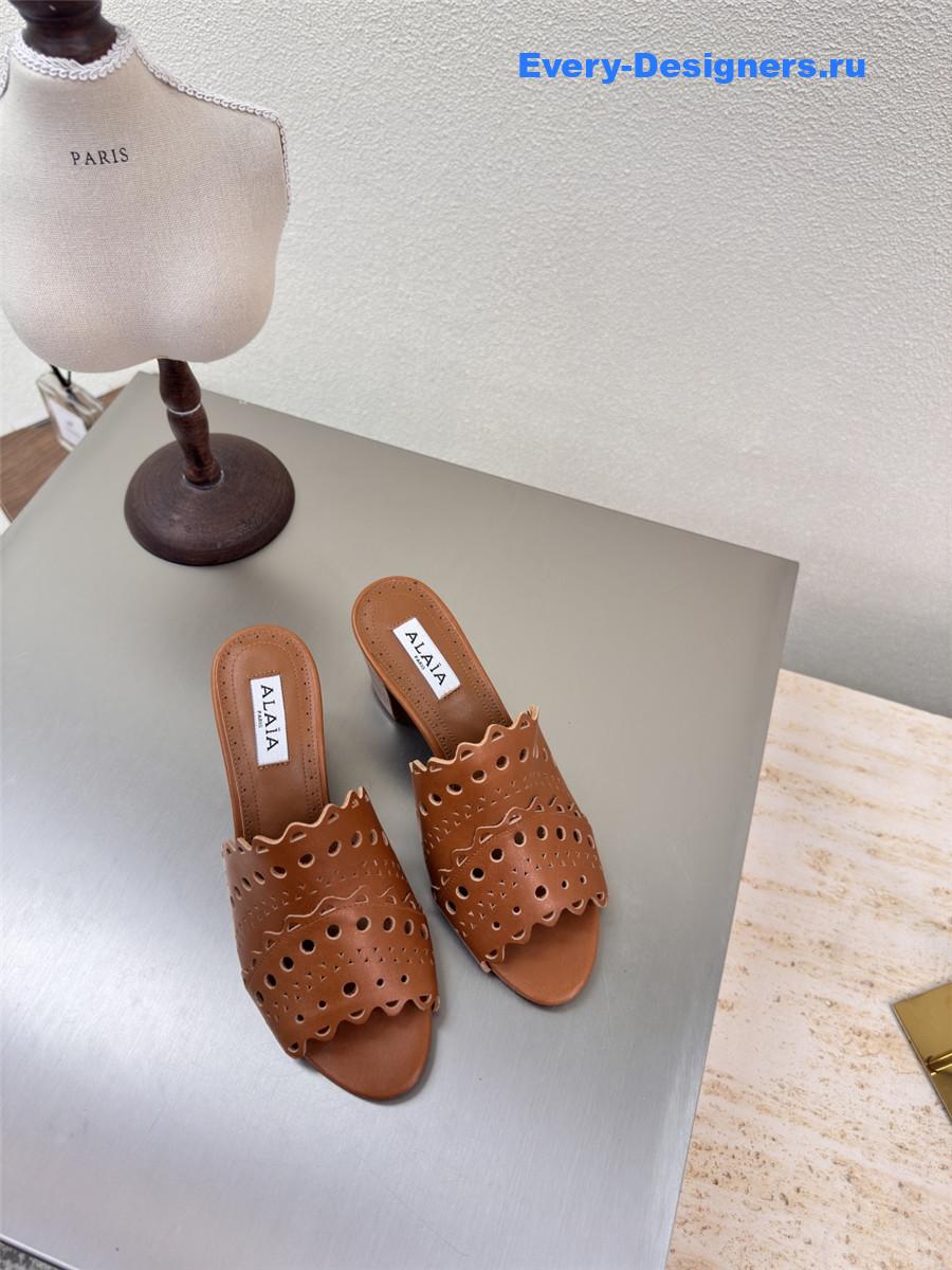 Alaïa Vienne Brown Leather Mules