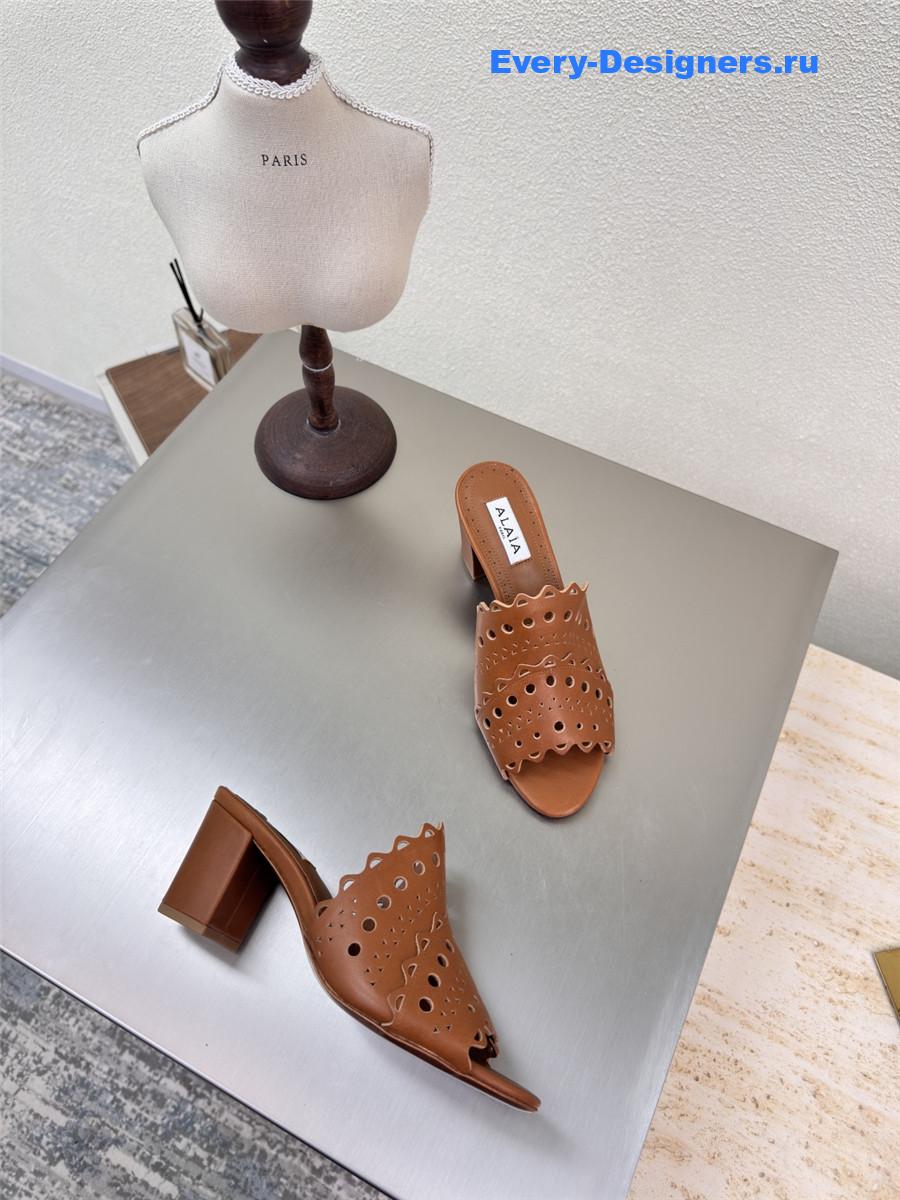 Alaïa Vienne Brown Leather Mules