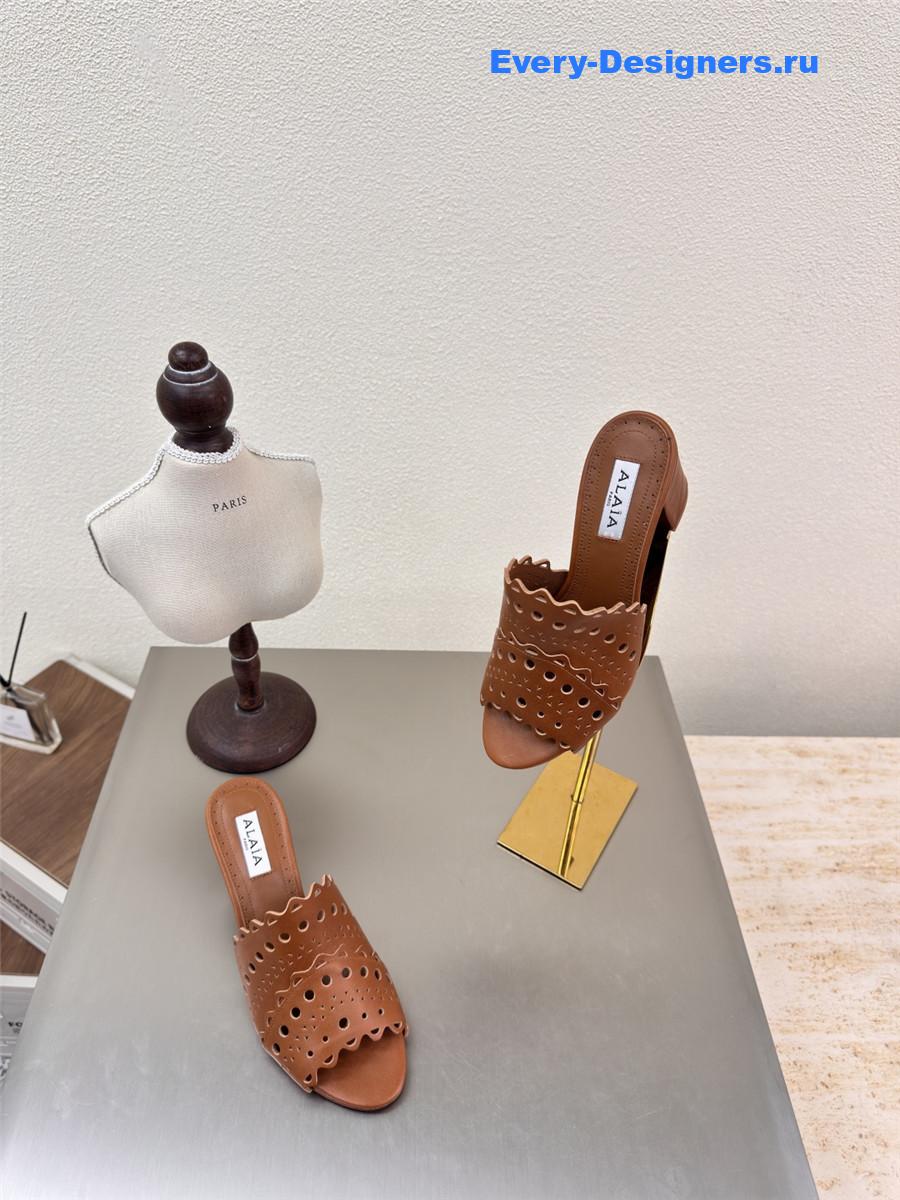 Alaïa Vienne Brown Leather Mules