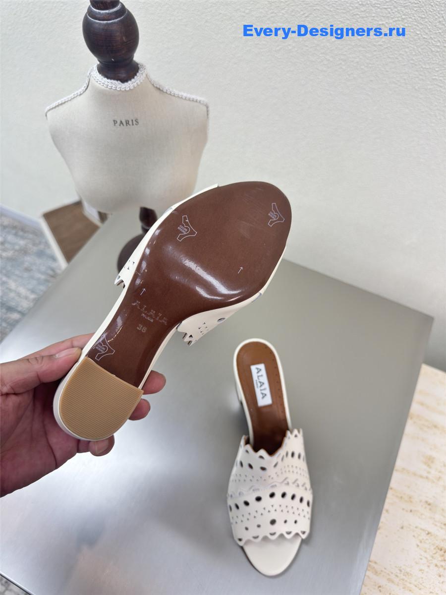 Alaïa Vienne White Leather Mules