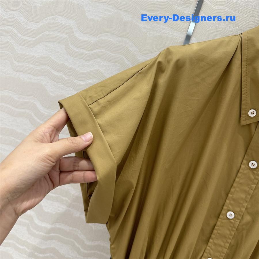 Miu Miu Silk Shirtdress In Brown