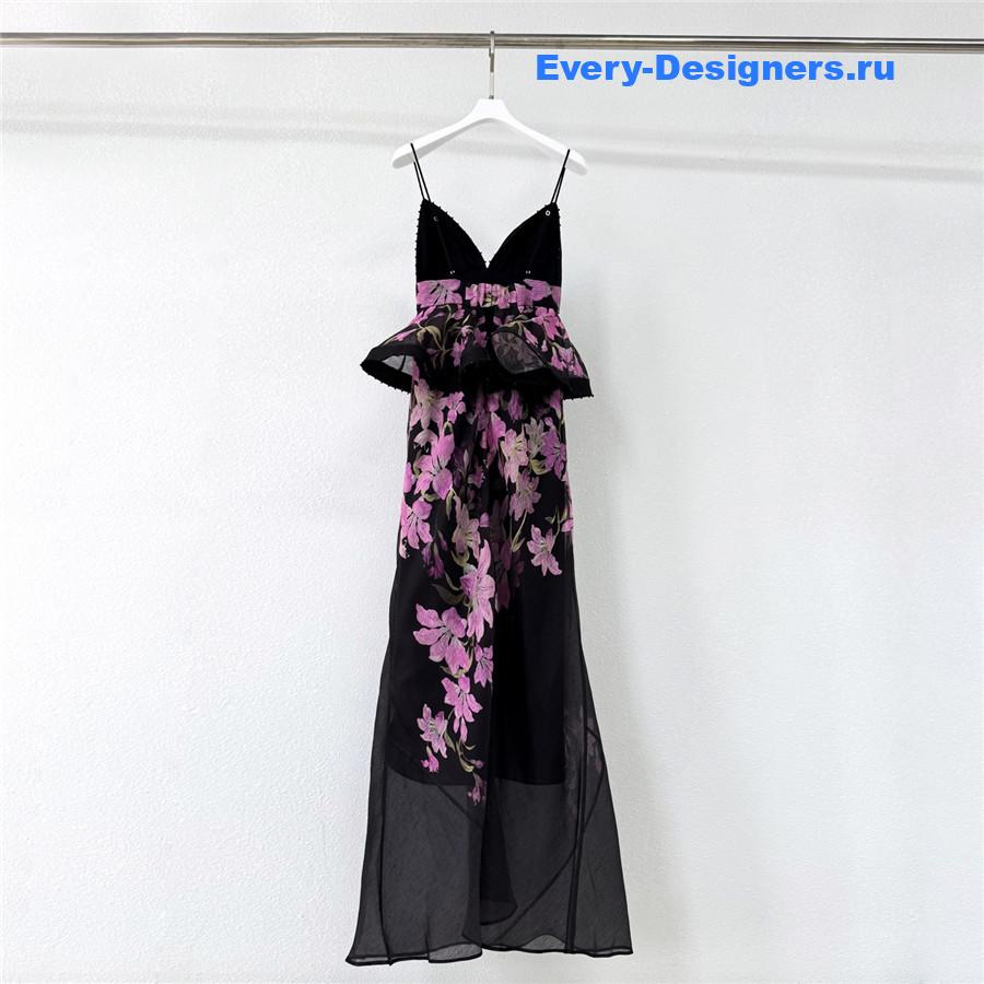Zimm Dawning Ruffle Slip Dress in Black