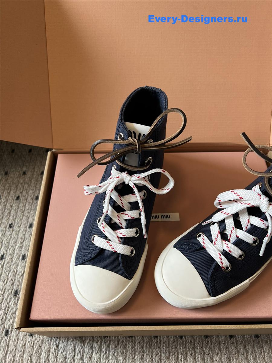 Miu Miu Dark Blue High-Top Canvas Trainers