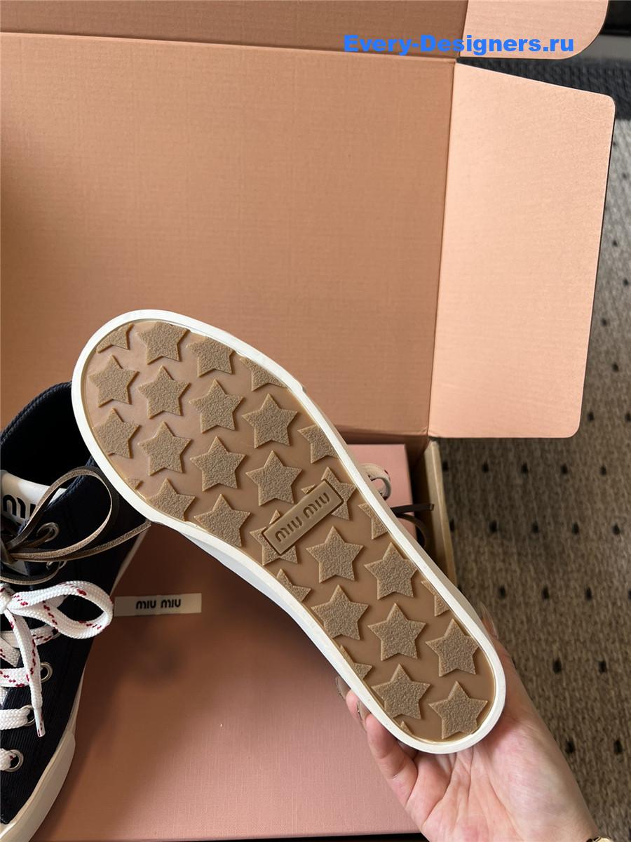 Miu Miu Dark Blue High-Top Canvas Trainers
