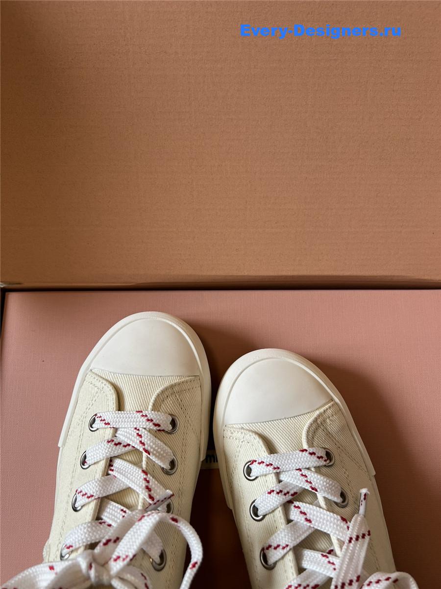 Miu Miu Beige High-Top Canvas Trainers