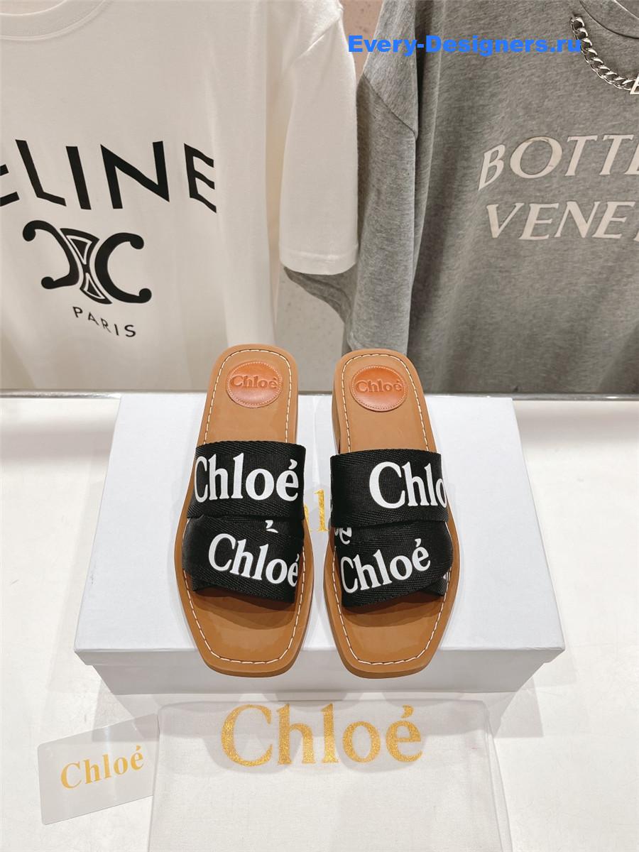 Chloé Black Canvas Woody Slides