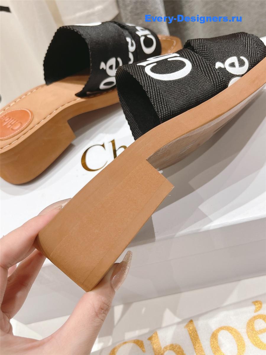 Chloé Black Canvas Woody Slides