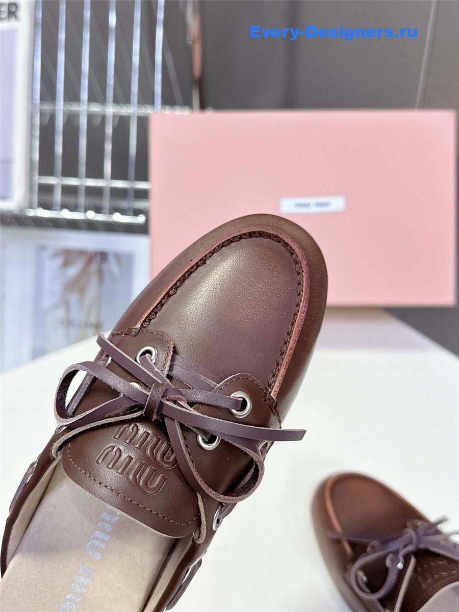 Miu Miu Brown Boat Slides