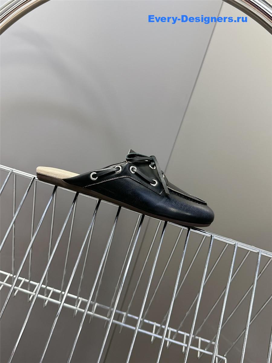Miu Miu Black Boat Slides