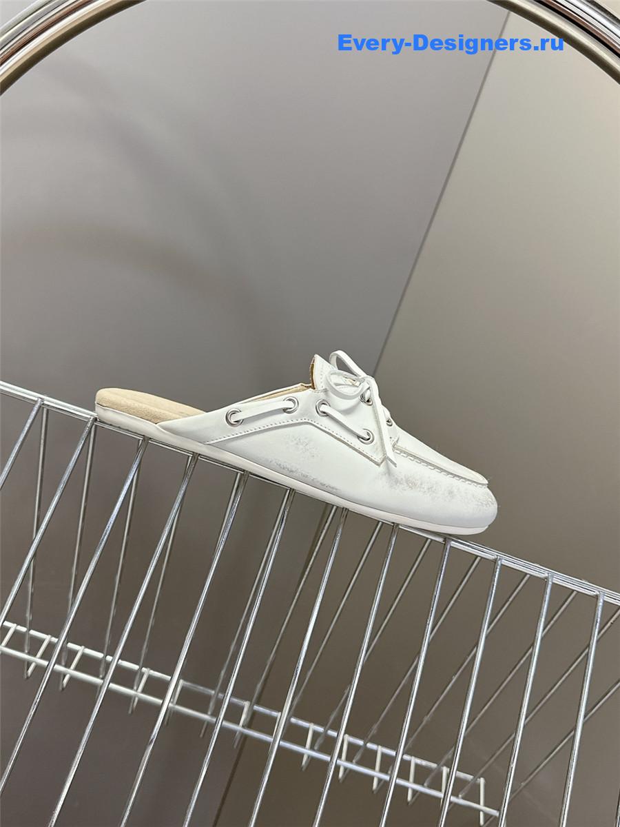 Miu Miu White Boat Slides