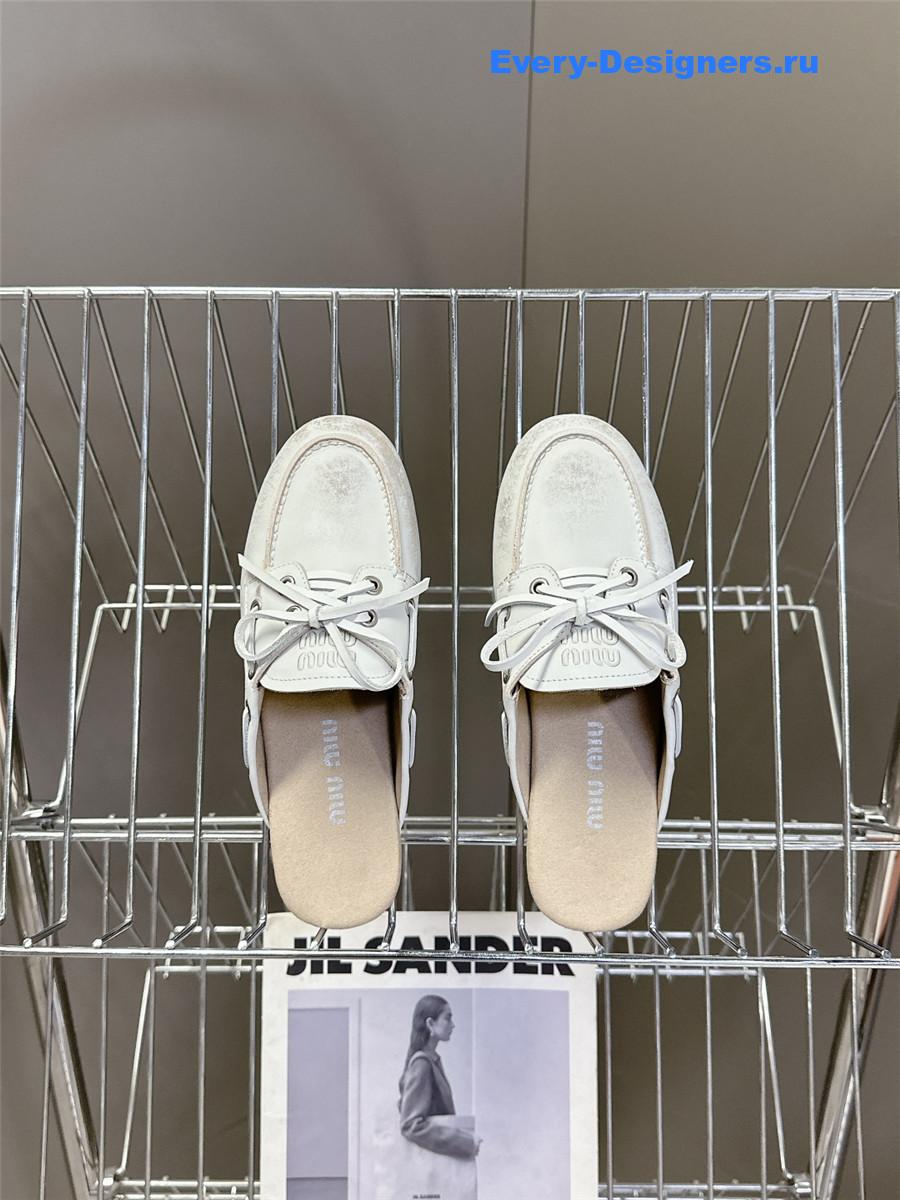 Miu Miu White Boat Slides