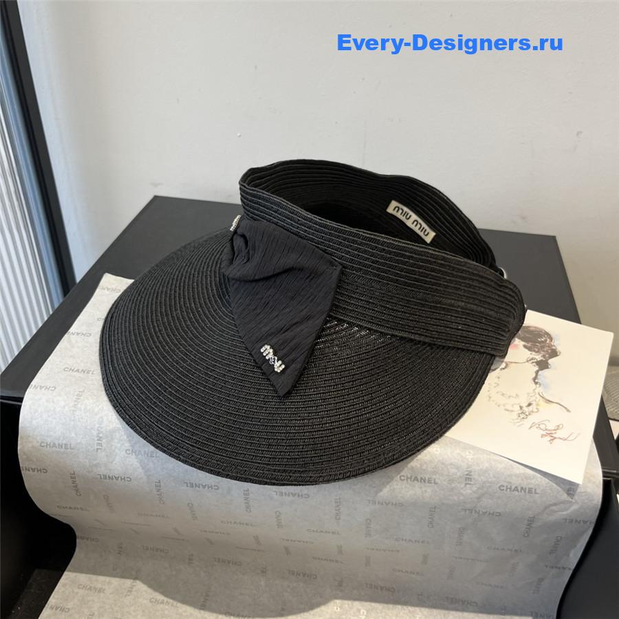 Miu Miu Bow Hollow Top Straw Hat