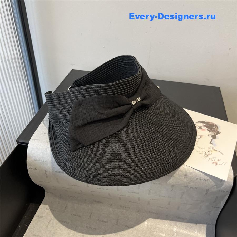 Miu Miu Bow Hollow Top Straw Hat
