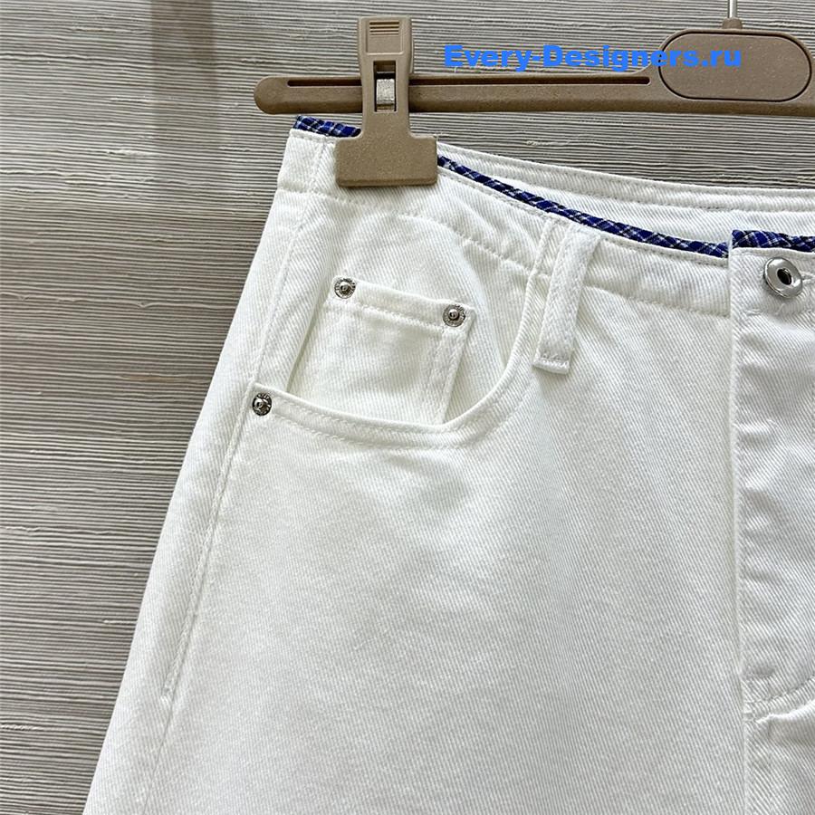 Miu Miu White Jeans with Logo Appliqué