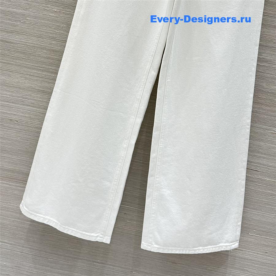 Miu Miu White Jeans with Logo Appliqué