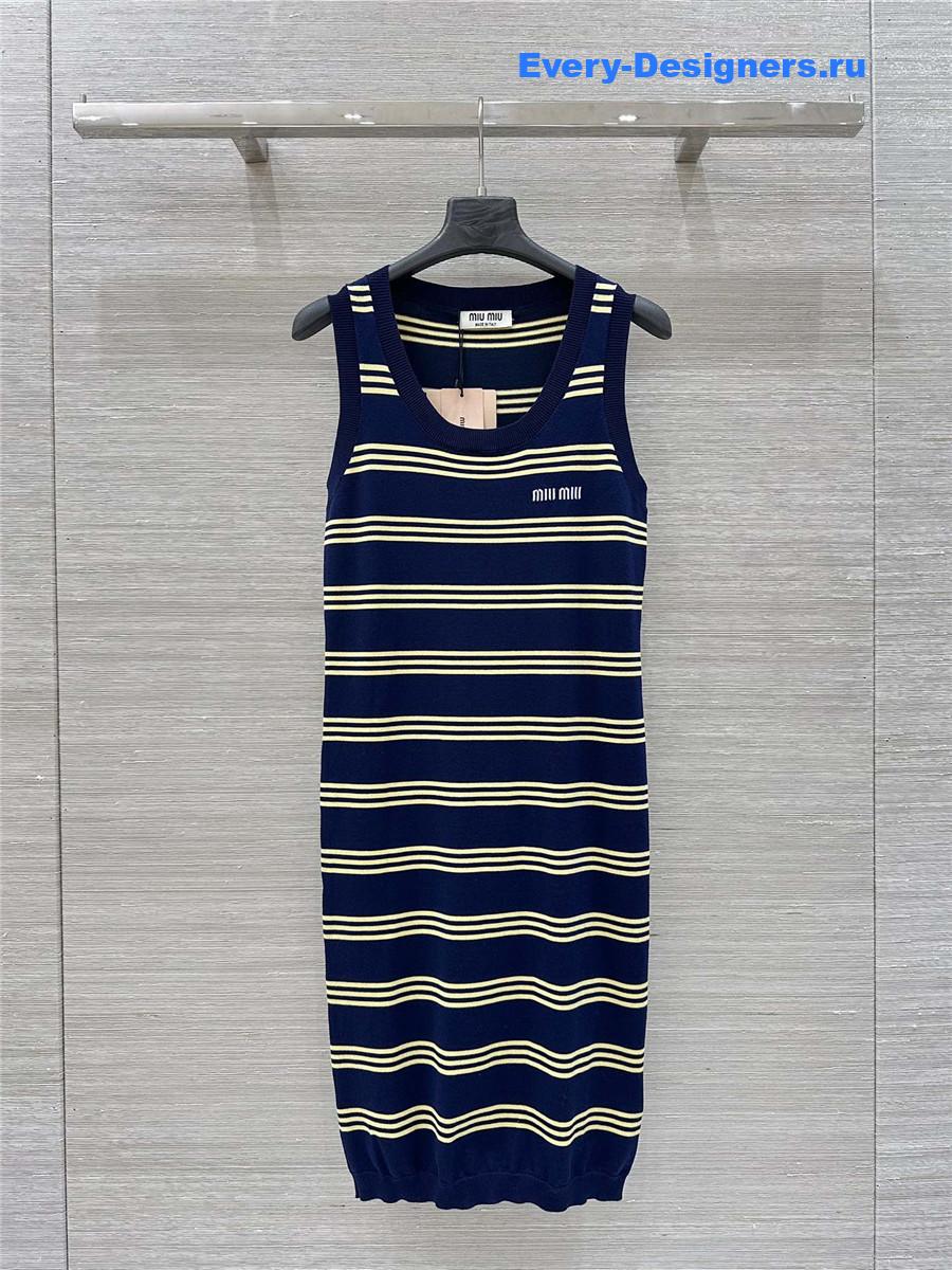 Miu Miu Striped Knit Sleeveless Dress